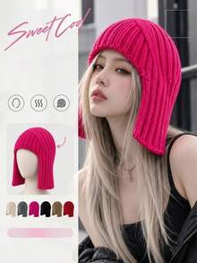 Unisex Thickened Knit Hat With Ear Protection; The Thick, Warm Knit Fabric Features Integrated Ear Flaps To Shield Against Cold Winds. A Versatile Choice For Autumn And Winter, Suitable For Cycling Commutes, Skiing, And Outdoor Activities. - Multicolor - View 10