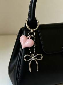 Heart Bow Keychain Cute Style Bag Charm Pendant Daily Versatile Bag Accessory Gift For Girls - Multicolor - View 3
