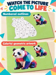 Children's 3D Geometric Sticker Puzzle Book, 5 Theme Animal Dinosaur Ocean Vehicle Fruit Mosaic Art Craft Set, Montessori Educational Learning Toy, 3+ Years - Multicolor - View 8