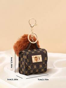 Holiday Gift Travel Bag Charm Accessory, Mini Transparent Earphone Pouch Pendant, Novelty Silk Scarf Charm - Coffee - View 5