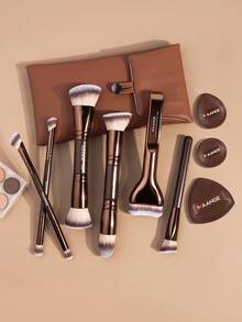 MAANGE 10pcs Makeup Tools Set Including 6 Makeup Brushes + 3 Makeup Puffs + 1 Makeup Bag/Storage Bag, Beauty Tools Gift For Women And Girls, Travel Makeup Brush Set/Accessories - Multicolor - View 2
