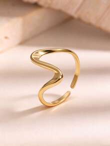 1pc Minimalist Fashion Asymmetric Open Design Stainless Steel Ring, Unisex, Daily Wear - JR427 - View 9