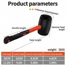 1PC Multi-Functional Double-Headed Rubber Hammer, High-Elasticity Anti-Slip Fiber Handle For Silent Striking Without Damaging Surfaces, A Multi-Purpose Tool Suitable For Floors And Tiles - Lightweight - View 10