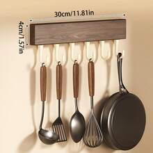 Kitchen Utensil Hook Rack, Wall-Mounted Kitchen Storage Hooks, Can Hang Spatulas, Whisks, Cutting Boards And Towels, No-Drill Adhesive Installation, No Wall Damage, Suitable For Home Kitchen, Apartment And Small Kitchen Storage - Multicolor - View 14