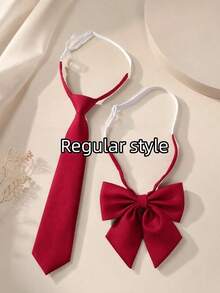 1pc Women's Classic School Uniform Holiday Party Performance Adjustable Necktie - Red - View 6