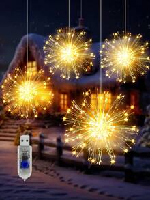360LED, Christmas Firework String Lights, LED Exploding Fairy Lights, Waterproof Outdoor Porch And Window Decoration Lights-1 To 4, Battery Powered (Batteries Not Included), Suitable For Christmas Home Decor, Indoor/Outdoor Use, Family Gatherings, Weddings, Holiday Party Decorations - Fireworks - View 7