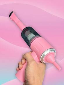 YAIUZGOO Portable Mini Car Vacuum Cleaner, 2-In-1 Handheld Vacuum & Air Blower, Cordless Rechargeable Dust Cleaner With Multiple Nozzles, Wet & Dry Cleaning Tool For Car Interior, Home, Keyboard, Sofa And More, Compact Car Essentials - Pink Body + Filter + Ultra-a Transparent Cover - View 8