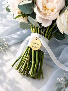 Handwritten Wedding Bouquet Charm, Bride Keepsake Gift, Customized Handwritten Round Disc Personalized Planner Charm, Signature Charm Gift - Multi-color Bouquet Ribbon - View 6