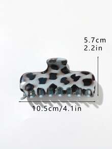 4pcs Set Autumn/Winter Dark Brown Retro Leopard Print Rectangular Hair Claws, Simple Large Size Commute Versatile Sweet Cool Hot Girl Style Hair Clips - Multicolor - View 3