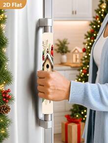 1/2Pcs Christmas Refrigerator Handle Covers, Cardinal And Berry Pattern, With Hook And Loop, Suitable For Refrigerator, Oven, Microwave, Dishwasher, Christmas Holiday Kitchen Decor - View 4