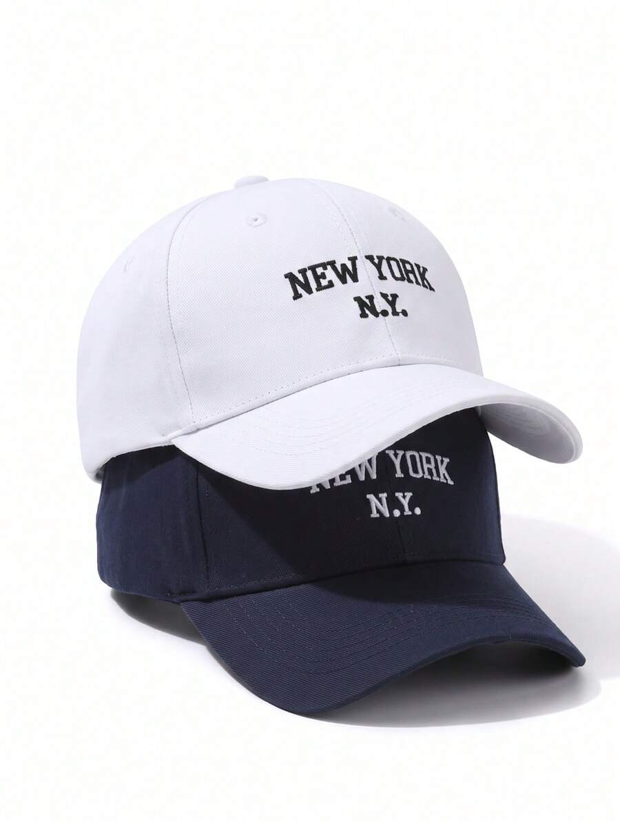 2件組 NEW YORK 字母刺繡棒球帽 卡車帽 男女通用 春秋旅行度假海灘休閒街頭時尚帽