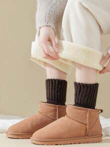 1/3/5/10 Pairs Women's Solid Color Thick Warm Mid-Calf Socks, Ribbed Loose Cuff Fleece Lined Warm Socks, Suitable For Autumn/Winter Daily Wear And Sleep - Multicolor - View 8