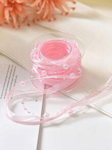 1 Roll 5 Yards Faux Pearl Beaded Chiffon Organza Lace Trim, Suitable For Wedding Flowers, Christmas Tree Decoration, Sewing Crafts And Gift Wrapping - Multicolor - View 13