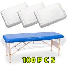 100pcs Disposable Plastic Bed Covers, Transparent Massage Pads, Can Be Used As Protective Liners For SPA, Tattoo Parlor, And Beauty Salon Chairs And Furniture - White - View 1