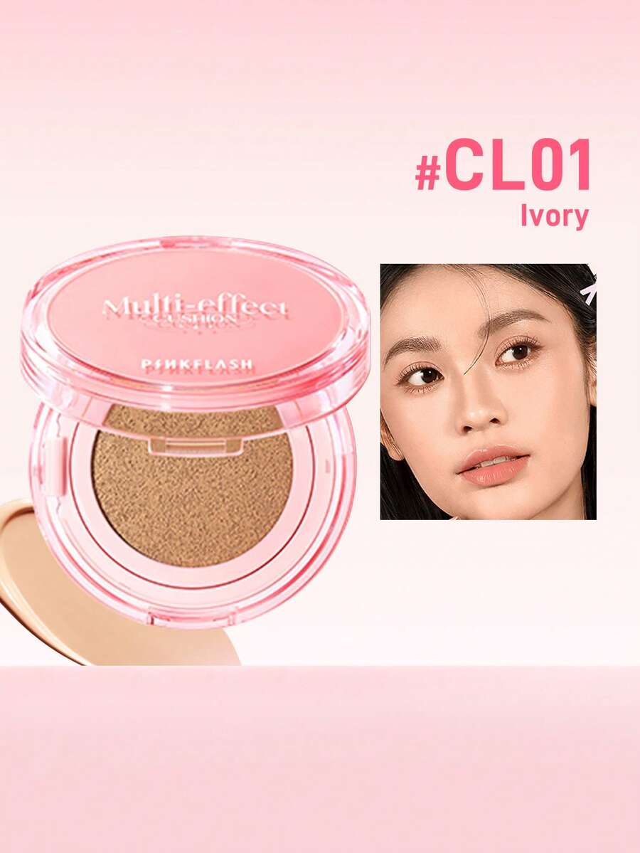 PINKFLASH Cushion Foundation, Riasan Wajah Full Coverage, Foundation Pengontrol Minyak dan Penyamarkan Pori, Hasil Akhir Matte Alami yang Halus, Alas Riasan Ringan untuk Kecantikan Generasi Y2K Gen Z