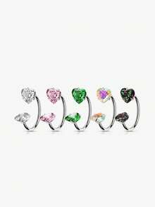 Double Gem Stainless Steel Horseshoe Nose Ring 20G 8mm With Piercing Taper Tool, For Septum & Nostril, Comfort Fit - Silver - View 8