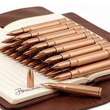 10pcs Creative Bullet-Shaped Ballpoint Pen Set, Unique Design, Plastic Barrel, Optional Black Or Blue Ink, Fine Tip, Suitable For Military Enthusiasts, Gift Giving, Office Use And Tactical Style Desk Decor - Round - View 5