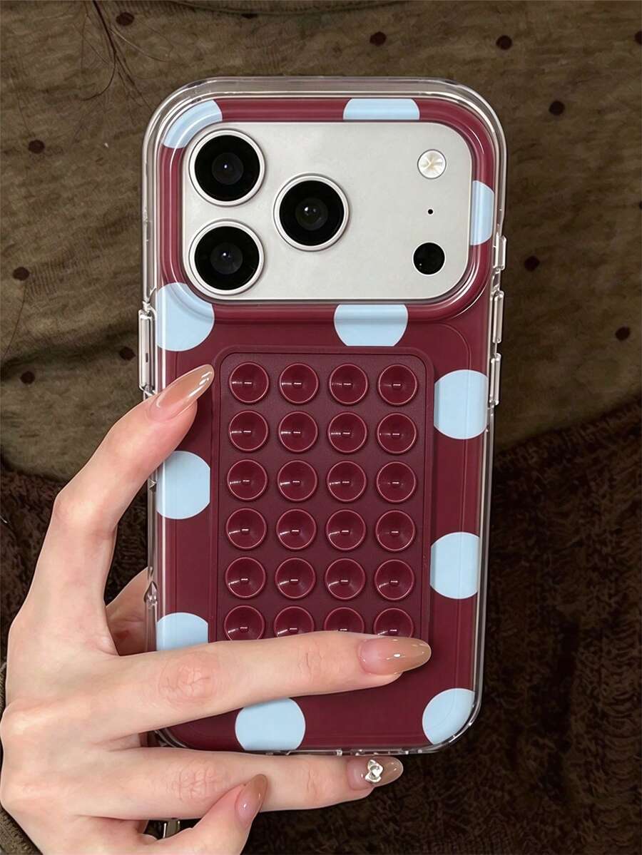可愛波點圖案附吸盤貼紙馬卡龍色透明手機殼，適用於 iPhone 18 Pro Max 18 Pro 17 Pro Max 17 Pro 17 16 Pro Max 16 Pro 16 15 Pro Max 15 Pro 14 Pro Max 14 Pro 13 12 11，極簡軟透明保護背蓋