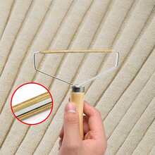 1pc Household Manual Wooden Handle Felt Scraper, Double-Sided Dry Cleaning Pet Carpet Scraper - Multicolor - View 3