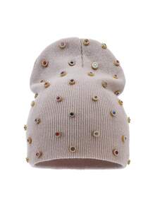 1pc Women's Fashion Versatile Solid Color Letter 3D Embroidered Knitted Beanie Hat, Suitable For Autumn/Winter Warmth, Daily Outfits - A - View 7