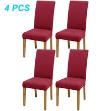 4pcs/6pcs/8pcs/10pcs Solid Color Chair Covers, Modern Removable Elastic Polyester Fiber Chair Slipcovers, Suitable For Living Room, Dining Room, Bedroom, Home Use, All Seasons - Red - View 9