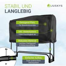 Kaminholzregal M - 130x117x36 cm - Schwarz, Brennholzregal aus Stahl mit Abdeckung, Holzunterstand für Garten & Terrasse, 200 kg belastbar - M - Übersicht 5