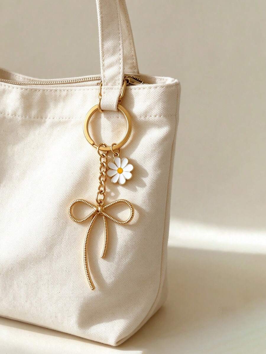 1pc Alloy Bowknot Pendant Bag Accessory Daisy Flower Decor Fashion Bag Charm Keychain Key Ornament - Multicolor - View 1