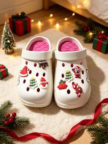 Women's Height-Increasing Minimalist Cute Pattern Clogs, Versatile Comfortable Home & Outdoor Fashion 2-Way Wear Sandals - White Christmas - View 6