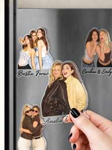 2026 New Personalized Refrigerator Photo Magnets - Customized Best Friend Photo Magnets, Acrylic Material Friend Photo Decor, Suitable For Refrigerator Door Or Office Decoration; Perfect As Christmas Or Graduation Season Gift - Multicolor - View 3