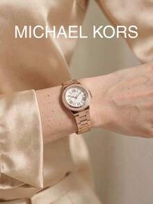 Michael Kors MK3253 Women's Quartz Watch White Dial Roman Numerals Rose Gold Stainless Steel Band Bezel Rhinestone Luxury Women's Watch Accessory - one-size - View 2