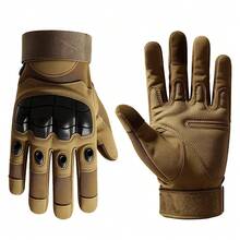 ROXF 1 Pair Unisex Full-Finger Tactical Protective Gloves, Hard Shell Finger Protection, Anti-Slip And Wear-Resistant, Suitable For Outdoor Cycling, Hunting And Training, Adjustable Wrist Strap - Brown - View 3