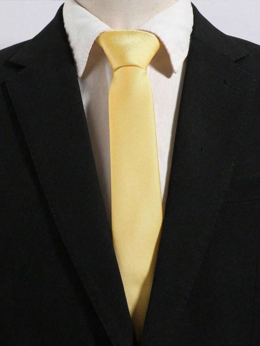 1pc Men Yellow Fashion Encrypted Business Banquet Tie - Yellow - View 1