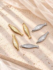 10pcs 18K Gold Plated 3D Salmon/Koi Fish Pendant Set, Ocean Beach Vacation Style DIY Charm For Necklace, Bracelet, Anklet, Earring Accessories - Multicolor - View 4