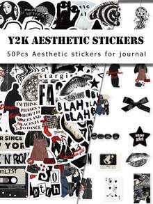 50Pcs Y2K Aesthetic Stickers, Vinyl Decals For Scrapbook Laptop Water Bottle - Multicolor - View 1