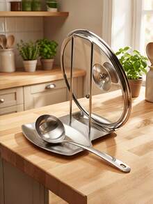 Estante de almacenamiento de cocina para cucharas y tapas de ollas, modelo aleatorio - Plateado - Ver 3