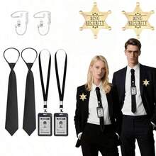 Agent Costume Set, Halloween Black Outfit Accessories, Unisex - Multicolored - View 8