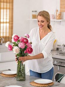 4pcs/6pcs Artificial Peony Flowers, Realistic Peony Flower Stems For Wedding, Party, Home Dining Table, Desktop Vase Display, Event Backdrop, Indoor Space Decoration, Multi-Scenario Layout Decorative Flower Stems - Multicolor - View 4
