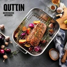 Stainless Steel Roasting Pan With Removable Rack And Double Handles, Oven Baking Tray For Meat And Vegetables, Durable Cookware, Available In Two Sizes - Stainless Steel - View 4