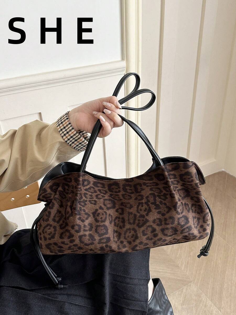 American Style Drawstring Tote Bag, Sweet & Cool Biker Bag, Original Design, Fashionable Versatile Handbag - Black - View 1