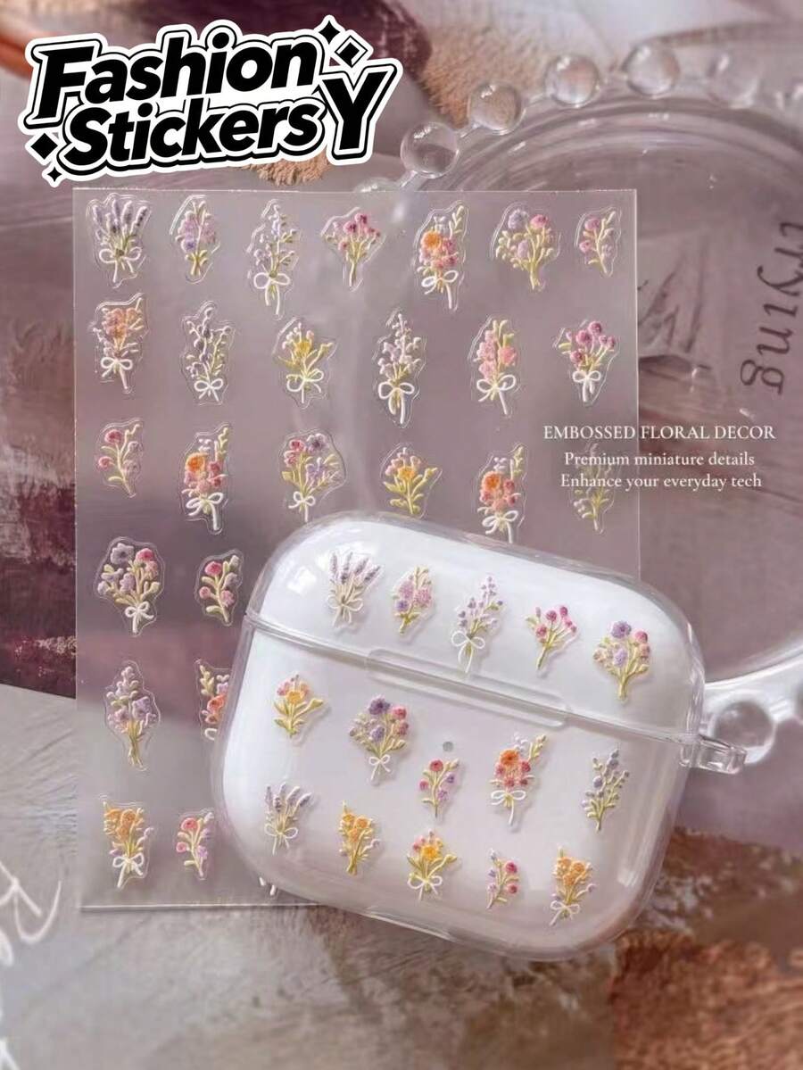 1/2pcs Fresh Bouquet Decorative Stickers, Soft Colorful Small Flowers ...