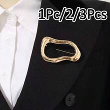 1Pc/2/3Pcs Vintage Geometric Asymmetric Shape Brooch, European And American Style Suitable For Party, Banquet, Vacation, Daily Wear, Suit And Coat Decoration - Multicolor - View 2