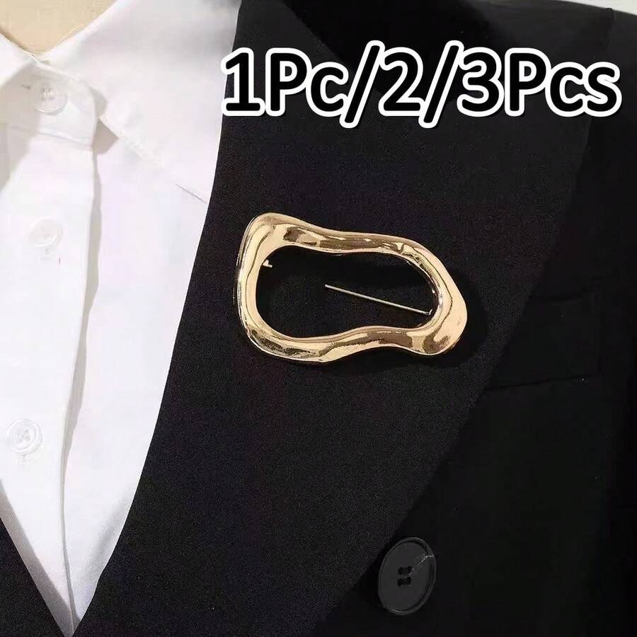 1Pc/2/3Pcs Vintage Geometric Asymmetric Shape Brooch, European And American Style Suitable For Party, Banquet, Vacation, Daily Wear, Suit And Coat Decoration