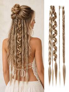 18 Inch Synthetic Wig Braid Headband With Clip On Hair Accessories, Bohemian Style Suitable For Girls To Use - Multicolor - View 2