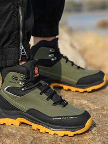 Men's Steel Toe Safety Work Shoes, Outdoor Hiking Casual Shoes, Wear-Resistant Rubber Sole, Suitable For Construction, Warehouse, Daily Maintenance Work - Green - View 9