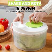 1pc Multi-Function Multi-Color Vegetable Salad Spinner, Manual Fruit & Vegetable Spinner, Vegetable Spinner, Fruit Washing Basket, Double Layer Vegetable Salad Spinner & Washing Basin, Anti-Drop, PP Material, Set - One Size Fits All - View 1