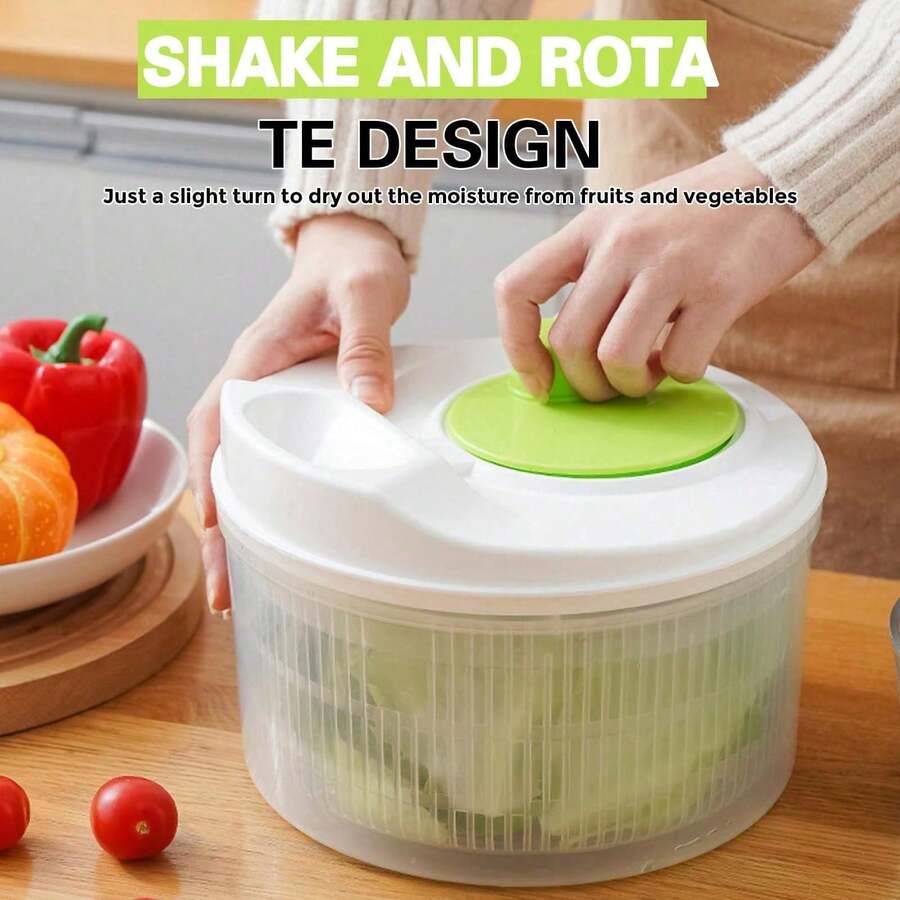 1pc Multi-Function Multi-Color Vegetable Salad Spinner, Manual Fruit & Vegetable Spinner, Vegetable Spinner, Fruit Washing Basket, Double Layer Vegetable Salad Spinner & Washing Basin, Anti-Drop, PP Material, Set - One Size Fits All - View 1
