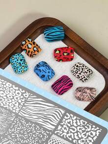 1pc Print Nail Stamping Plate Leopard Snake Pattern Nail Art Stencil Stainless Steel Nail Stamp Template For DIY Manicure Nail Tools Salon Home Supplies - Multicolor - View 2