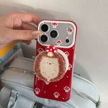 1pc Cute Hedgehog & Mushroom Cartoon Magnetic Phone Grip, 360° Rotation Strong Adsorption Retractable Phone Holder, Compatible With IPhone 18 Pro Max & Android - Multicolor - View 3