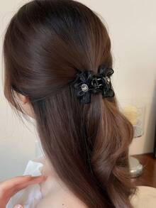 2pcs New Mesh Ruffle Flower Bud Hair Clips, Fashionable Versatile Side Clips, Bangs Clips, Luxury Sweet Style Hair Accessories - Multicolor - View 6