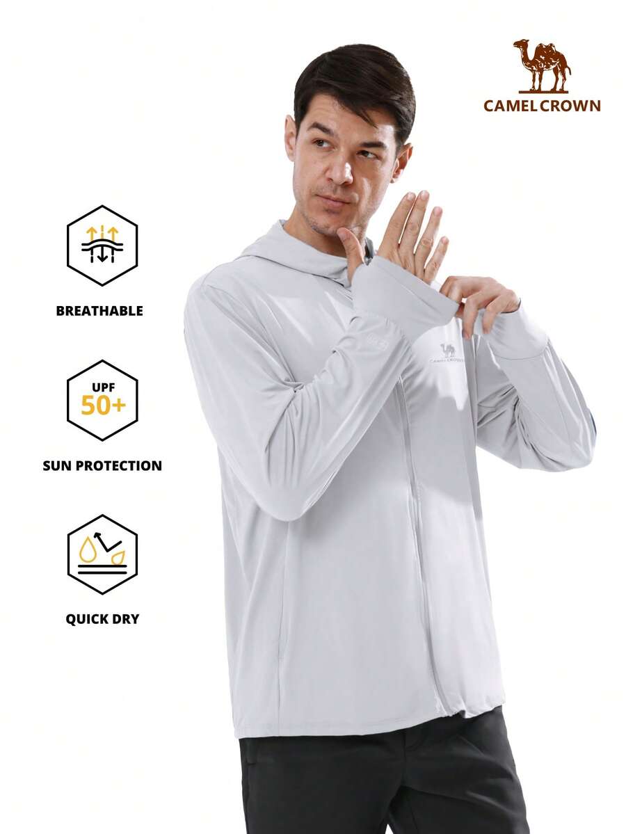 Men's UPF 50+ Long Sleeve Full Zip Sun Protection Hoodie, SPF UV Protection Lightweight Jacket, Sun Protection Clothing - Flowing Cloud White - View 1